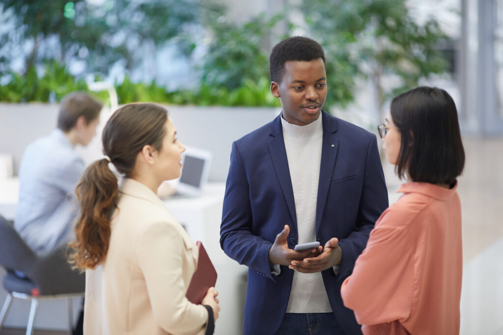 Marketing executive pitching to fundraising sponsors
